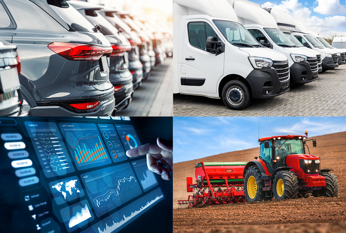 QUBE's Industries Expertise - passenger vehicles & light Commercial vehicles, Agricultural tractor, Automotive. bespoke reporting statistics